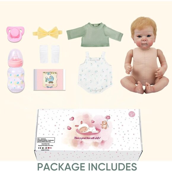 🆕18-Inch Realistic Baby with Blonde Hair and Weighted Cloth Body Toddler Girls - Picture 10 of 13